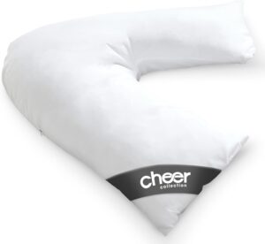 Cheer Collection Oversized V-Shaped Pillow, L-Shaped Pillow for Neck and Shoulder Support, Curved Body Pillow with Removable Pillowcase